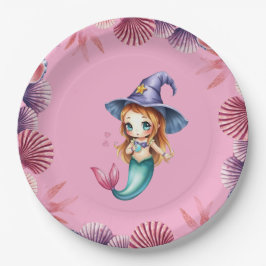 Rosa und lila Muscheln Pappteller