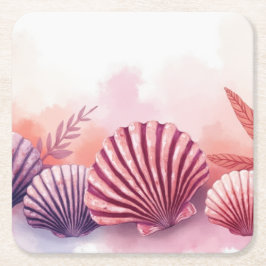 Rosa und lila Muscheln Rechteckiger Pappuntersetzer