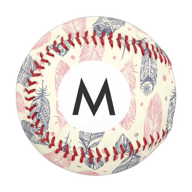 Rosa und Lila Muster ethnischer Zustände Baseball (Vorderseite Links)