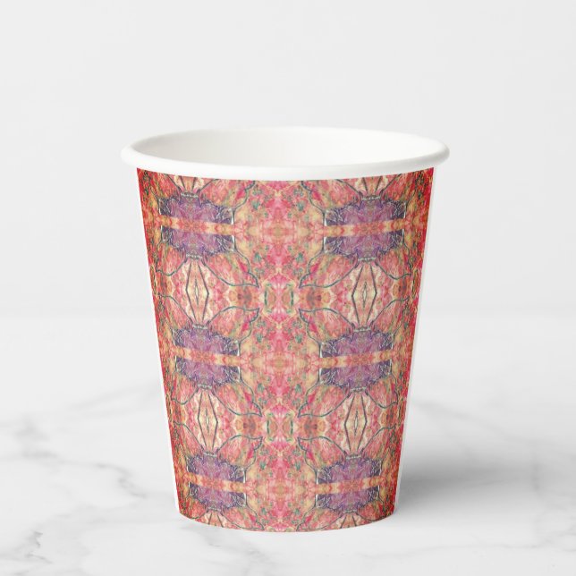 Rosa und lila Muster Pappbecher (Vorderseite)
