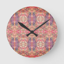 Rosa und lila Muster Runde Wanduhr