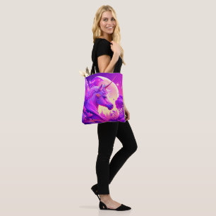 Rosa und Lila Nacht Einhorn Kunst Tasche