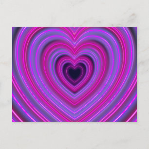 Rosa und Lila Niedliche Girly Neon Hearts Postkarte