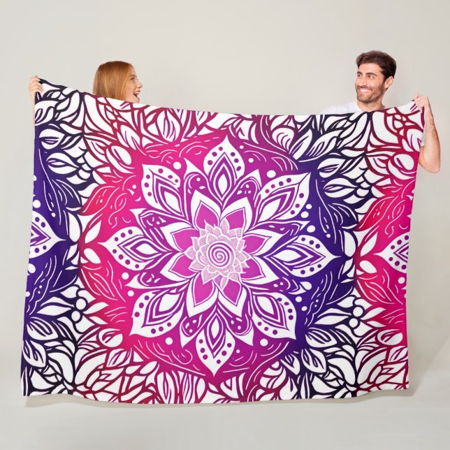 Rosa und Lila Ombre Mandala Fleece Blanket (Beispiel)