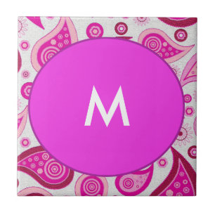 Rosa und lila Paisley-Monogramm Fliese