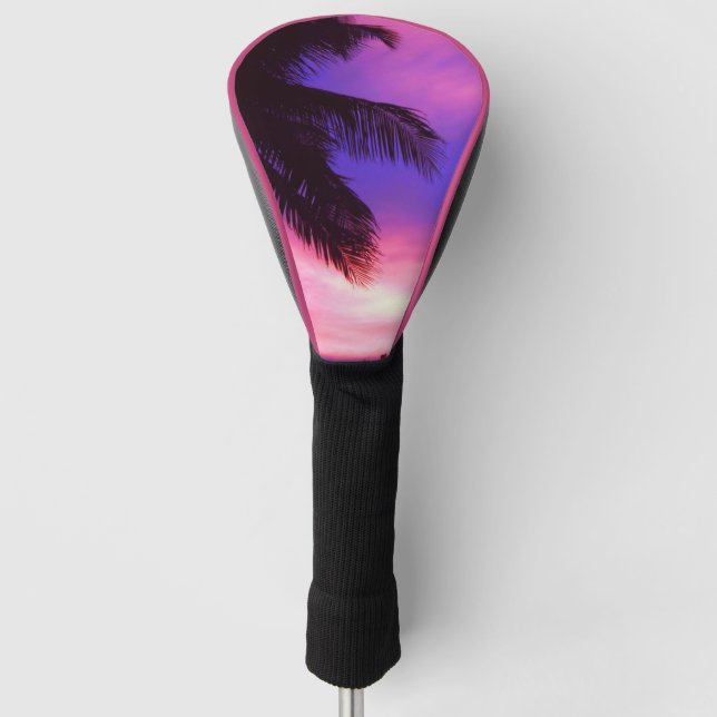 Rosa und Lila Palmensonne Golf Headcover (Vorderseite)