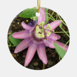 Rosa und Lila Passionblütendekorationen Keramik Ornament