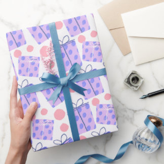 Rosa und lila Pastell-Geschenkbox und Punkte Geschenkpapier