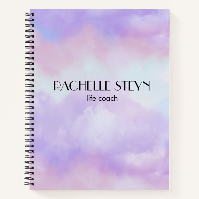 Rosa und lila pastellfarbene, flauschige Wolken Notizbuch (Vorderseite)
