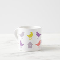 Rosa und Lila Pastellvögel mit Birdhouse