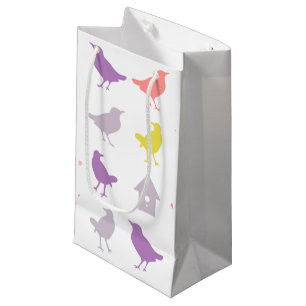 Rosa und lila Pastellvögel mit Birdhouse Kleine Geschenktüte