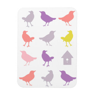 Rosa und Lila Pastellvögel mit Birdhouse Magnet