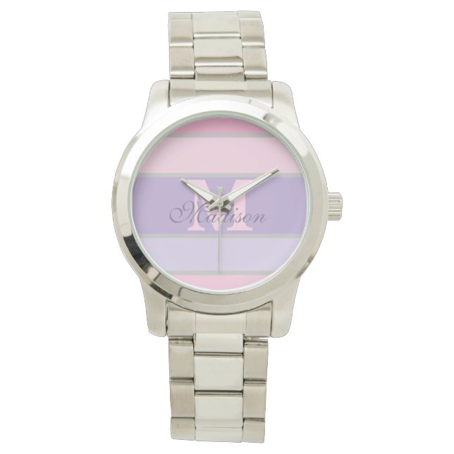 rosa und lila Pastete Armbanduhr (Vorderseite)