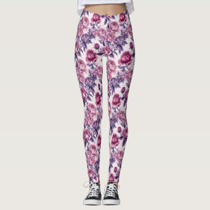Rosa und Lila Peongs und Rose Leggings