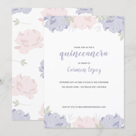Rosa und Lila Peonies Quinceanera Party Einladung