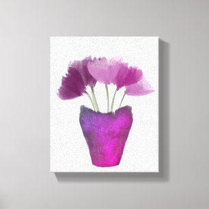 Rosa und Lila Peony-Blume aus Lila Vase Floral Leinwanddruck