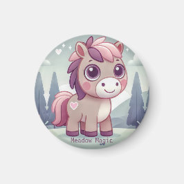 Rosa und lila Pony im Wald Magnet