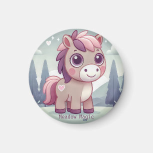 Rosa und lila Pony im Wald Magnet