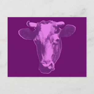 Rosa und Lila Pop Art Cow Postkarte