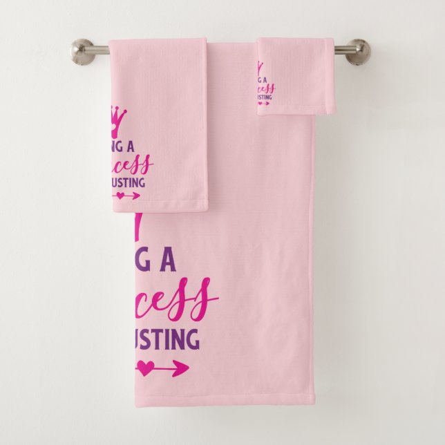 Rosa und Lila Prinzessin zu sein erschöpft Badhandtuch Set (Insitu)