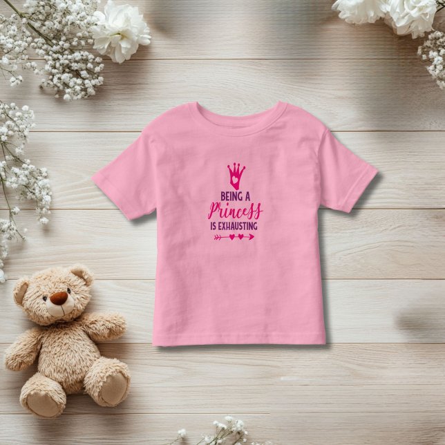 Rosa und Lila Prinzessin zu sein erschöpft Kleinkind T-shirt (Pink purple baby girl Being a Princess is Exhausting T-shirt. Baby Toddler, Kids Clothing)