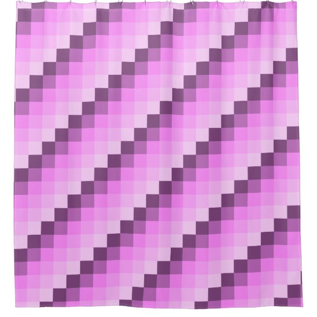 Rosa und Lila Quadrate Duschvorhang (Vorderseite)