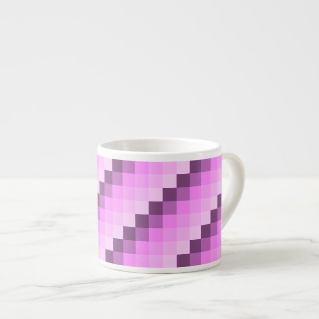 Rosa und Lila Quadrate Espressotasse (Vorderseite Rechts)