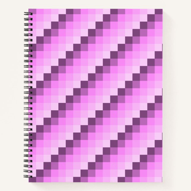 Rosa und Lila Quadrate Notizbuch (Vorderseite)