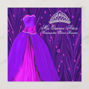 Rosa und lila Quinceanera Einladung