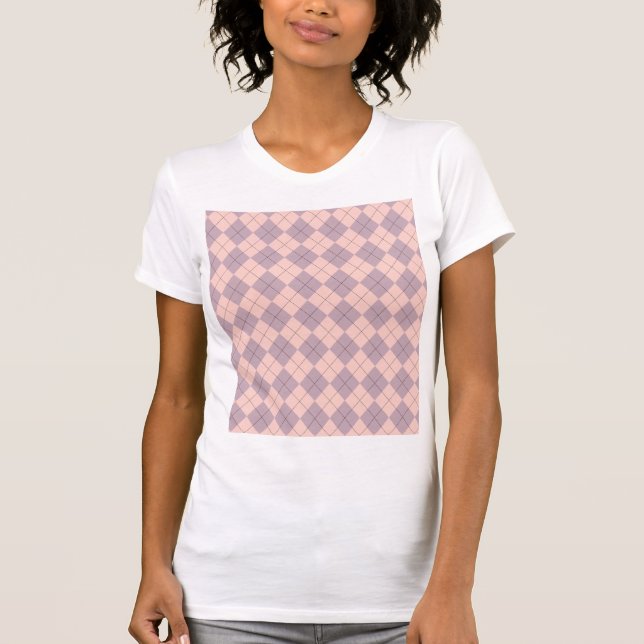 Rosa und Lila Raute Muster Hübsch T-Shirt (Vorderseite)