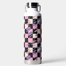 Rosa und lila retro karierte Flasche oder Tumbler