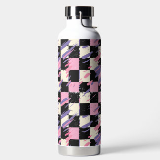 Rosa und lila retro karierte Flasche oder Tumbler
