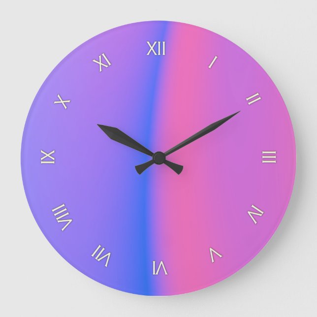Rosa und Lila römische Mauermauer Große Wanduhr (Vorderseite)