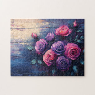 Rosa und Lila Rose auf Holz