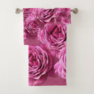 Rosa und lila Rose Badhandtuch Set