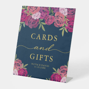 Rosa und Lila Rose Karten und Geschenke Blau Sockelschild