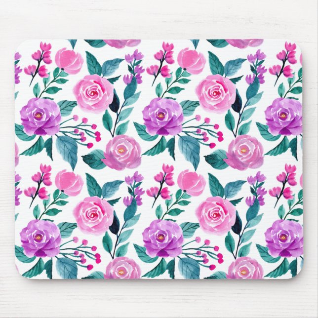 Rosa und lila Rose Mousepad (Vorne)