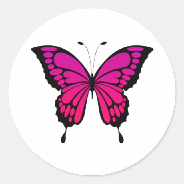 Rosa und lila Schmetterling Runder Aufkleber (Vorderseite)