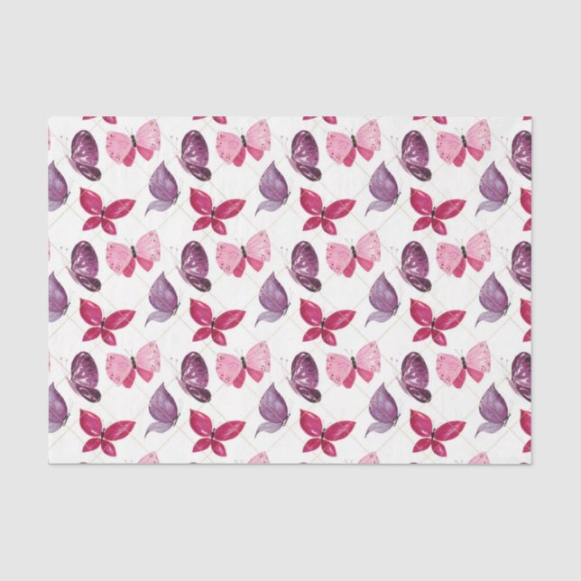 Rosa und Lila Schmetterlinge (Design 59 Pink Serie Seidenpapier (Vorderseite)