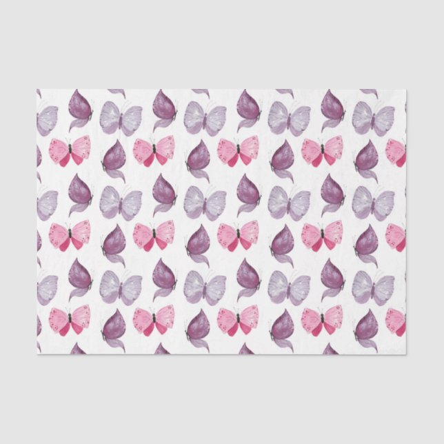 Rosa und Lila Schmetterlinge (Design 64 Pink Serie Seidenpapier (Vorderseite)