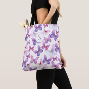 rosa und Lila Schmetterlinge Tasche