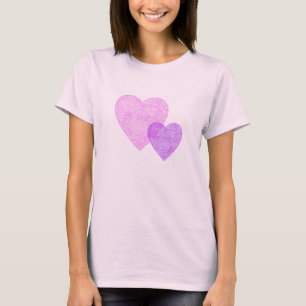 Rosa und lila Scribbleprint Herzen T-Shirt