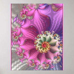 Rosa und Lila Silky-Fraktal Poster