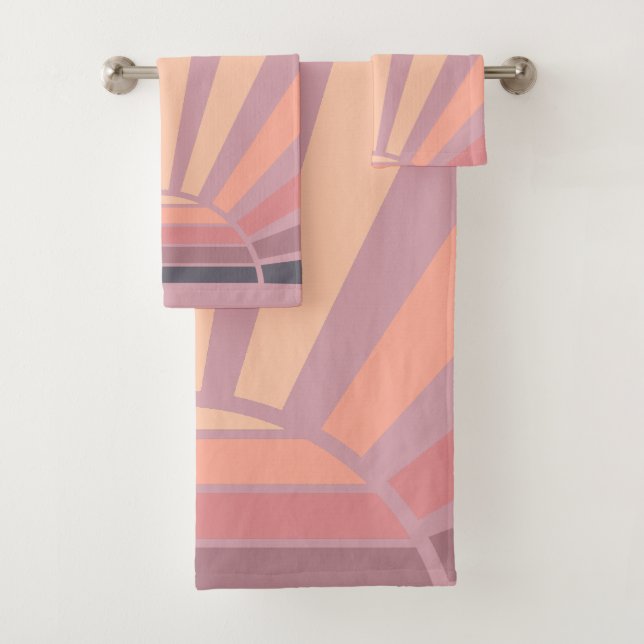 Rosa und Lila Sonnenaufgang Ombre Farbe Badhandtuch Set (Insitu)