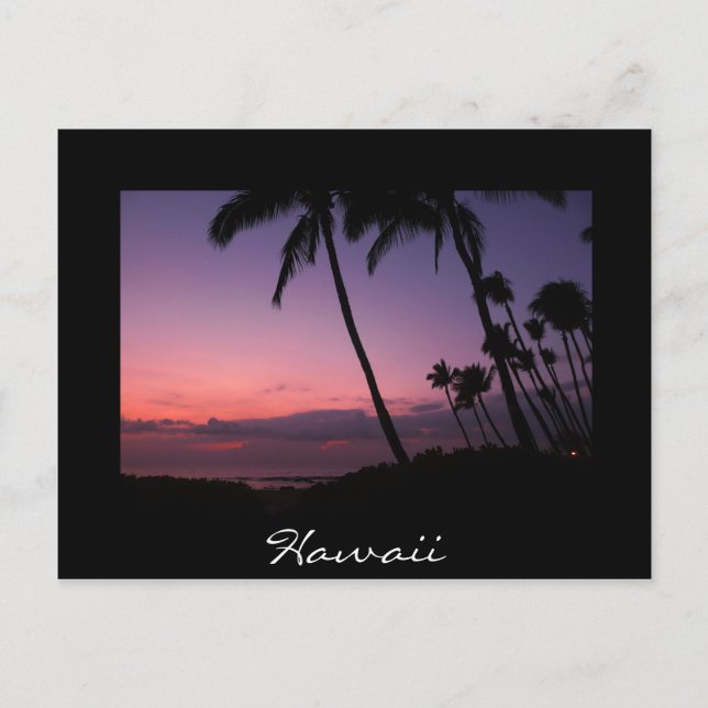 Rosa und lila Sonnenuntergang schwarz Hawaii Postk Postkarte (Vorderseite)