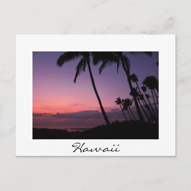 Rosa und lila Sonnenuntergang - weiße Hawaii-Postk Postkarte (Vorderseite)