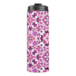 Rosa und Lila spanische Fliesen Thermosbecher