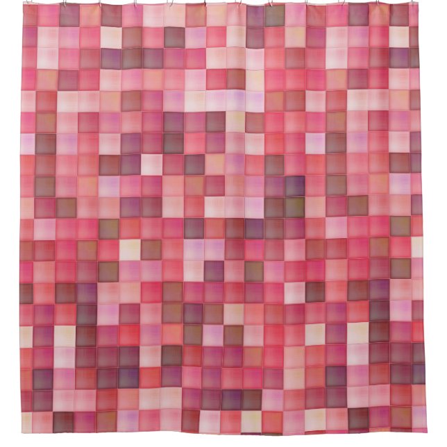 Rosa und Lila Square Mosaik Duschvorhang (Vorderseite)
