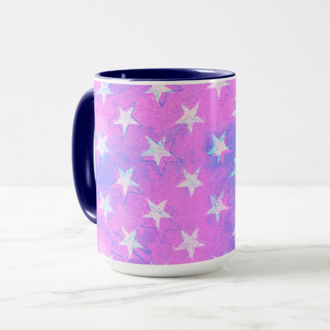 Rosa und Lila Star-Stars-Tasse-Cup Tasse (Vorderseite Links)