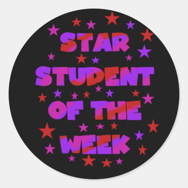 Rosa und Lila Star Student of Week Stickers (Vorderseite)